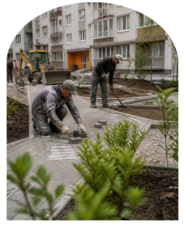 Благоустройство двора многоквартирного дома в Москве